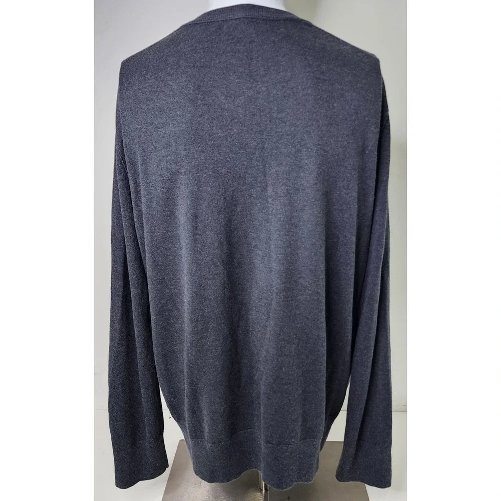 Banana Republic Shirt Silk Cashmere Blend Men XL Gray Striped Longsleeve Sweater